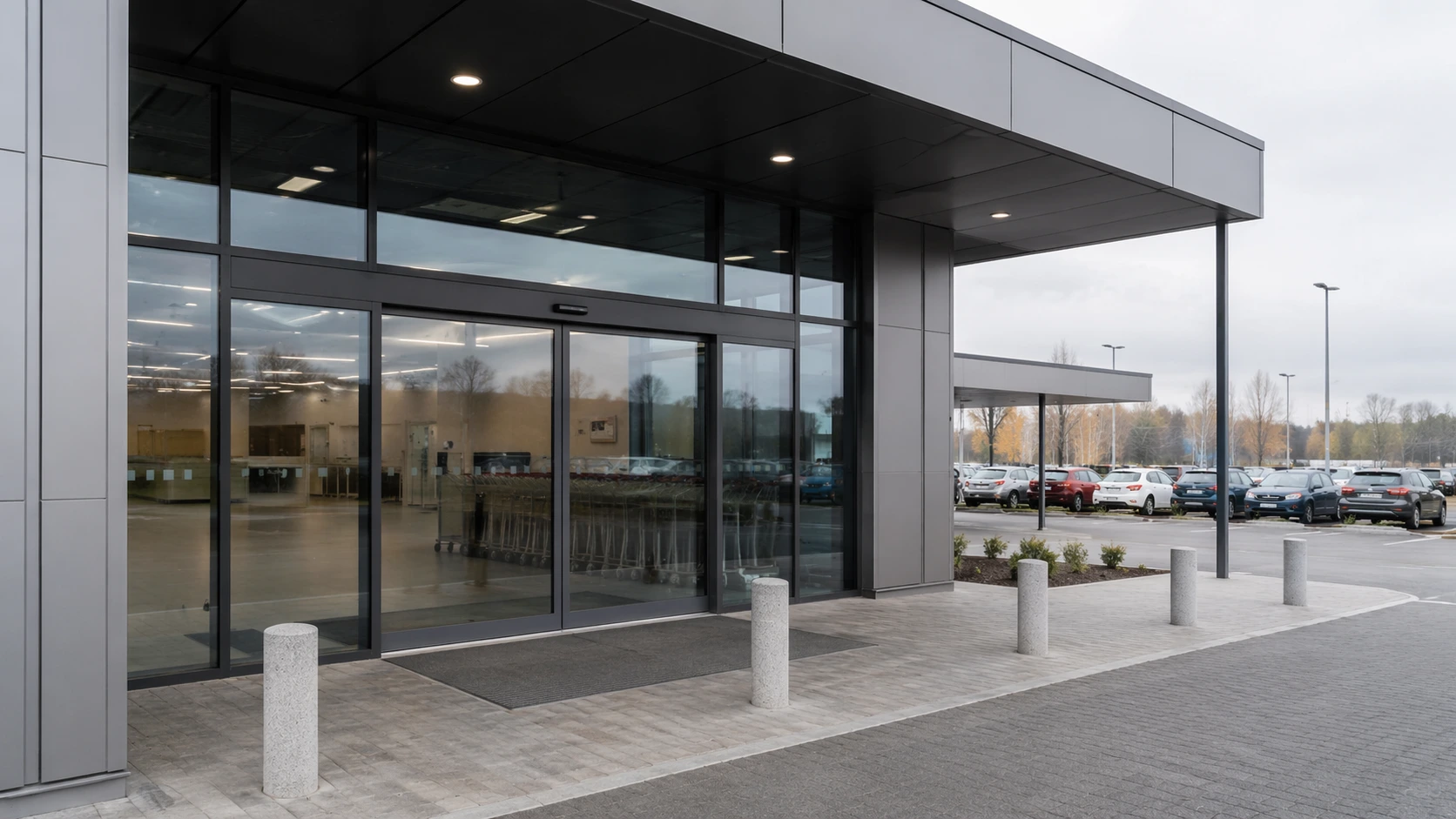 Wejście do supermarketu uczestniczącego w polskim systemie kaucyjnym