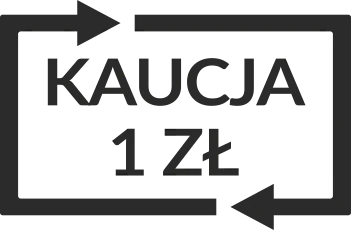 Znak kaucji 1 zł na szklanej butelce objętej polskim systemem kaucyjnym